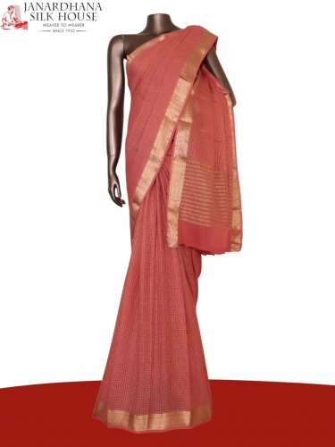 Pure Checks Zari Georgette Silk Saree